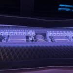 Built-in party bus bar station with LED-lit cup holders and glassware slots – Brantford Limo.